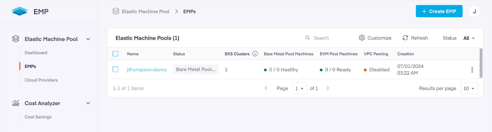 stages of provisioning EMP 